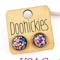 12mm USA Confetti Drops in Stainless Steel Settings