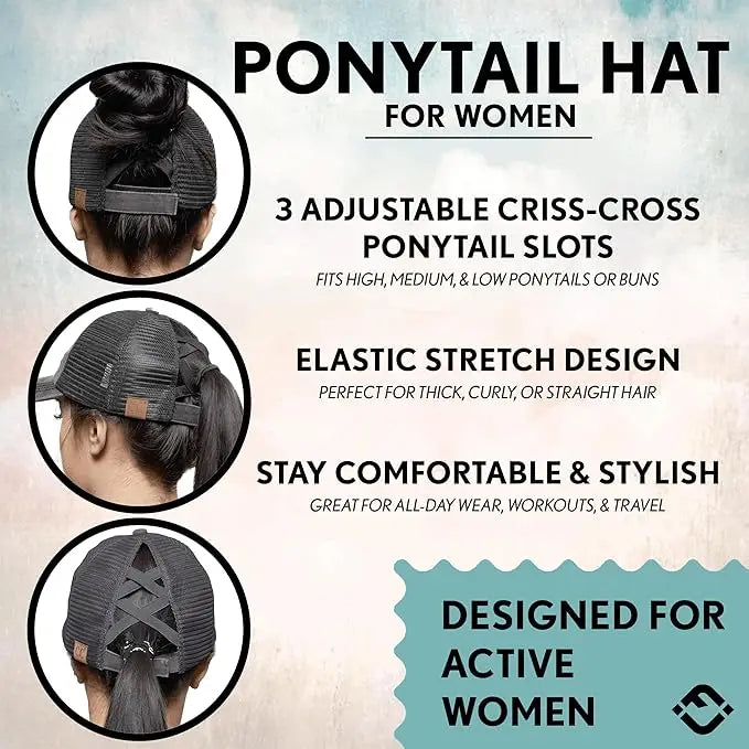 2 Tone Criss Cross Ponycap Cow Print Hat