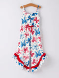 4th Of July Bow Print Jumpsuit 3Y