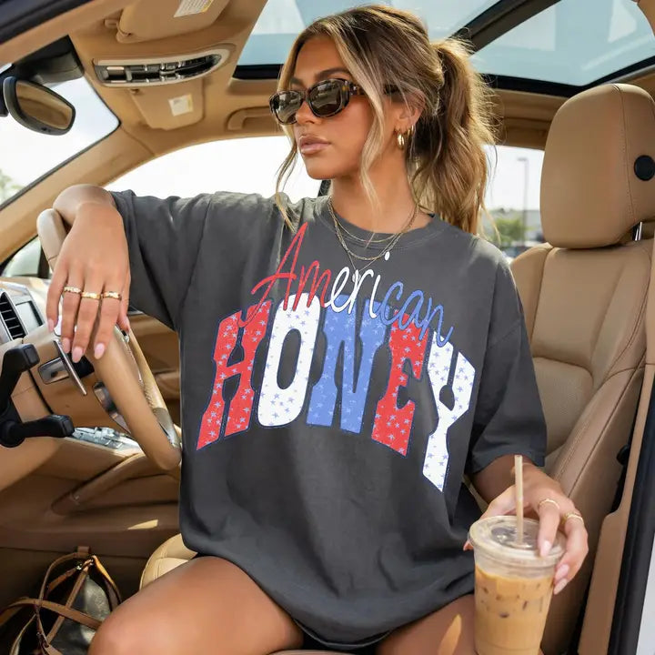 American Honey Polka Dots Grey Tee
