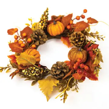 Autumn Leaves & Berries Candle Ring