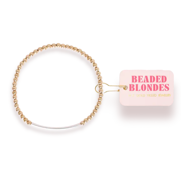 Bar Bracelet in Gold with Silver 6.75