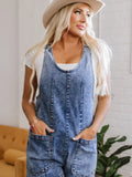 Baylee Sleeveless U Neck Patched Pocket Denim Romper