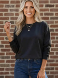 Black Dropped Shoulder Long Sleeve Top