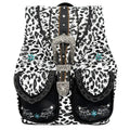 Black Leopard Print Western Leather Buckle Backpack