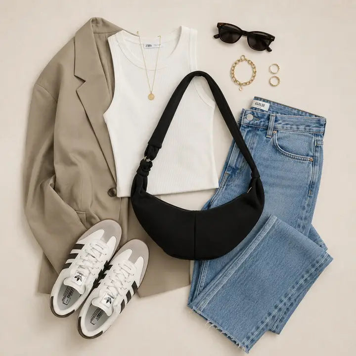 Black Knit Slouchy Crossbody Sling