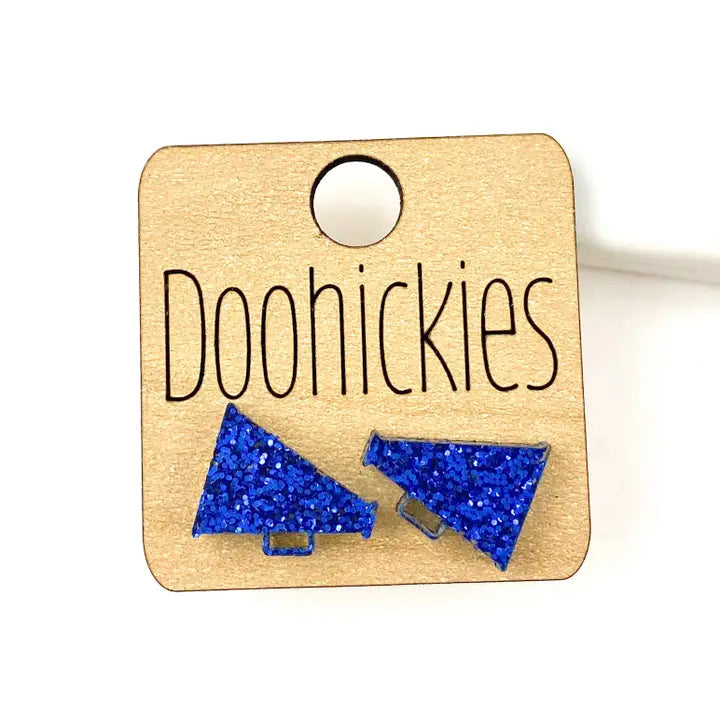 Blue Glitter Spirit Megaphone Studs 15mm