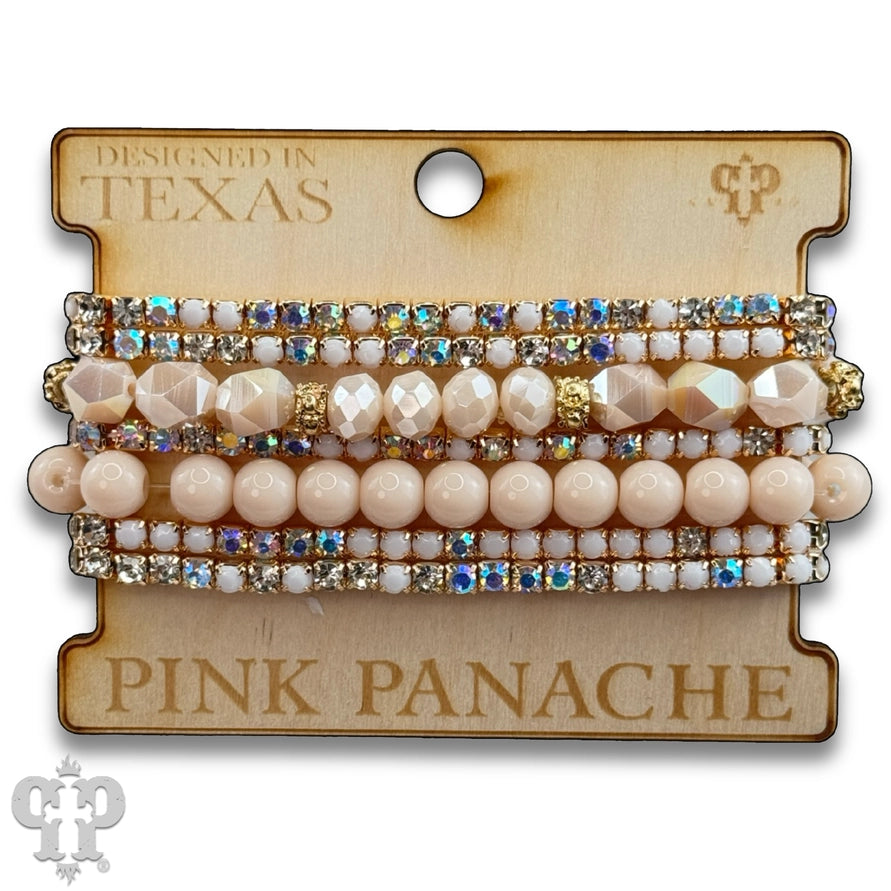 Blush Mixed Rhinestone & Bead Bracelet Set