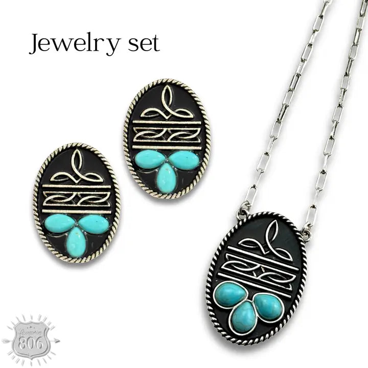 Boot Stitch Necklace & Earring Set