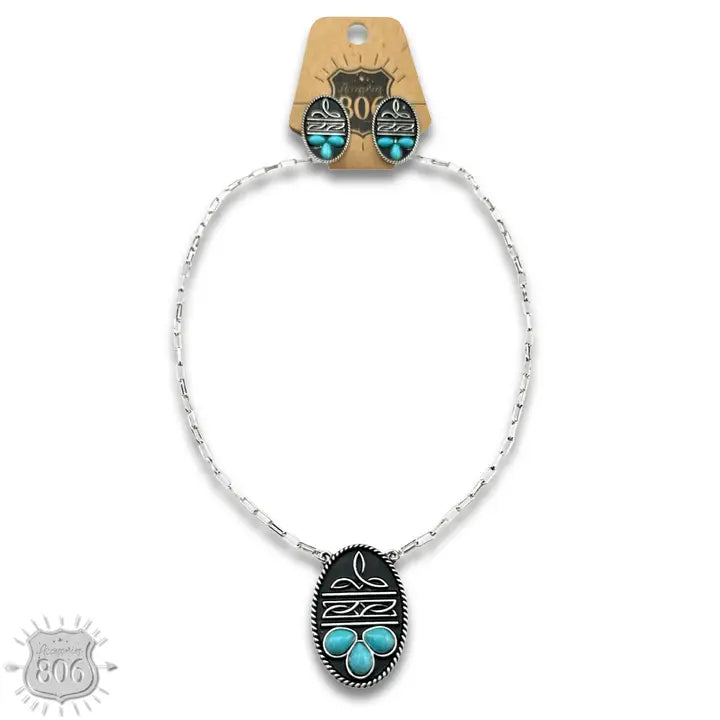 Boot Stitch Necklace & Earring Set