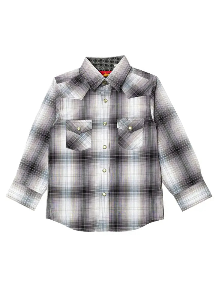 Boy's Western Pearl Snap Plaid Shirt