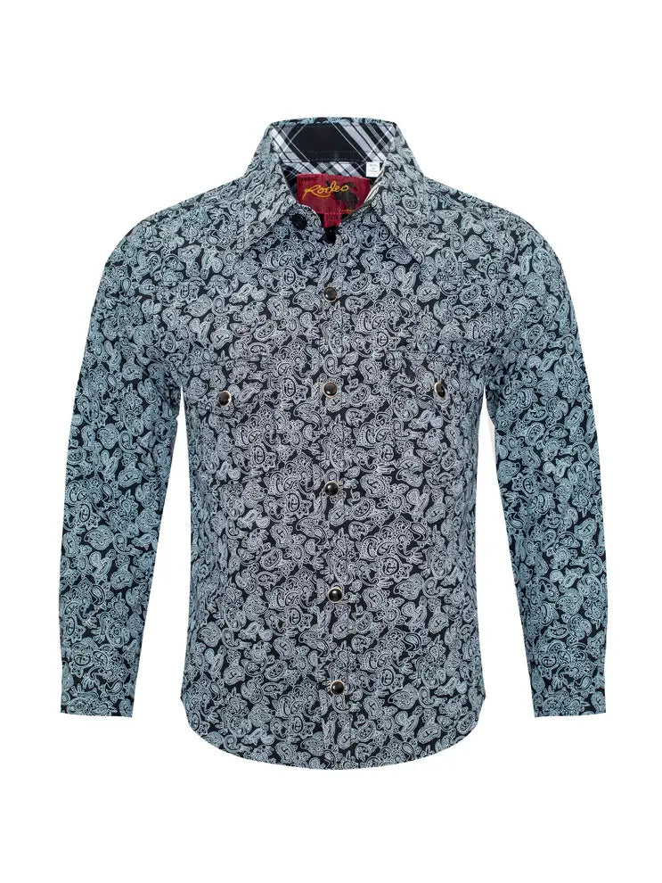 Boy's Western Pearl Snap Print Shirt