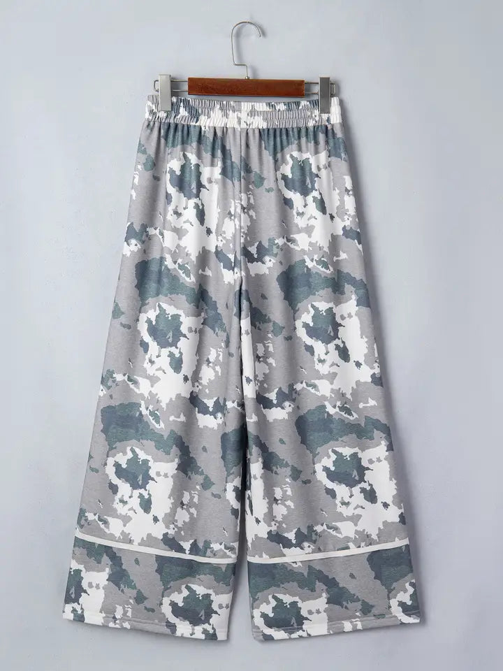 Brown Camo Contrast Lace-Up Pocketed Pants