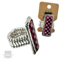Pink Checkerboard Print Stretch Ring