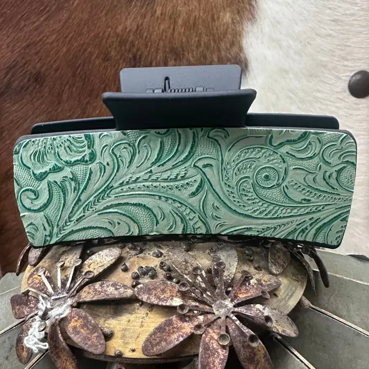 Cowgirl Tooled Black Hair Clip