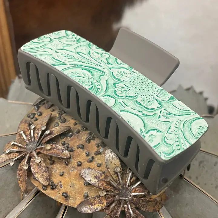 Cowgirl Tooled Brown Hair Clip