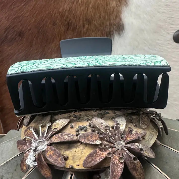 Cowgirl Tooled Black Hair Clip