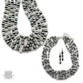 Five Strand Burnished Pearl Necklace Set Silver