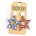 1.75" Glitter Star & Stripes Cutout Stars Patriotic Acrylic Earrings