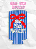 God Bless America Bow Slim Koozie