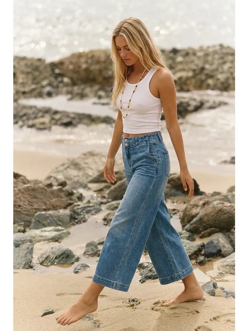 High Rise Crop Wide Jeans 15