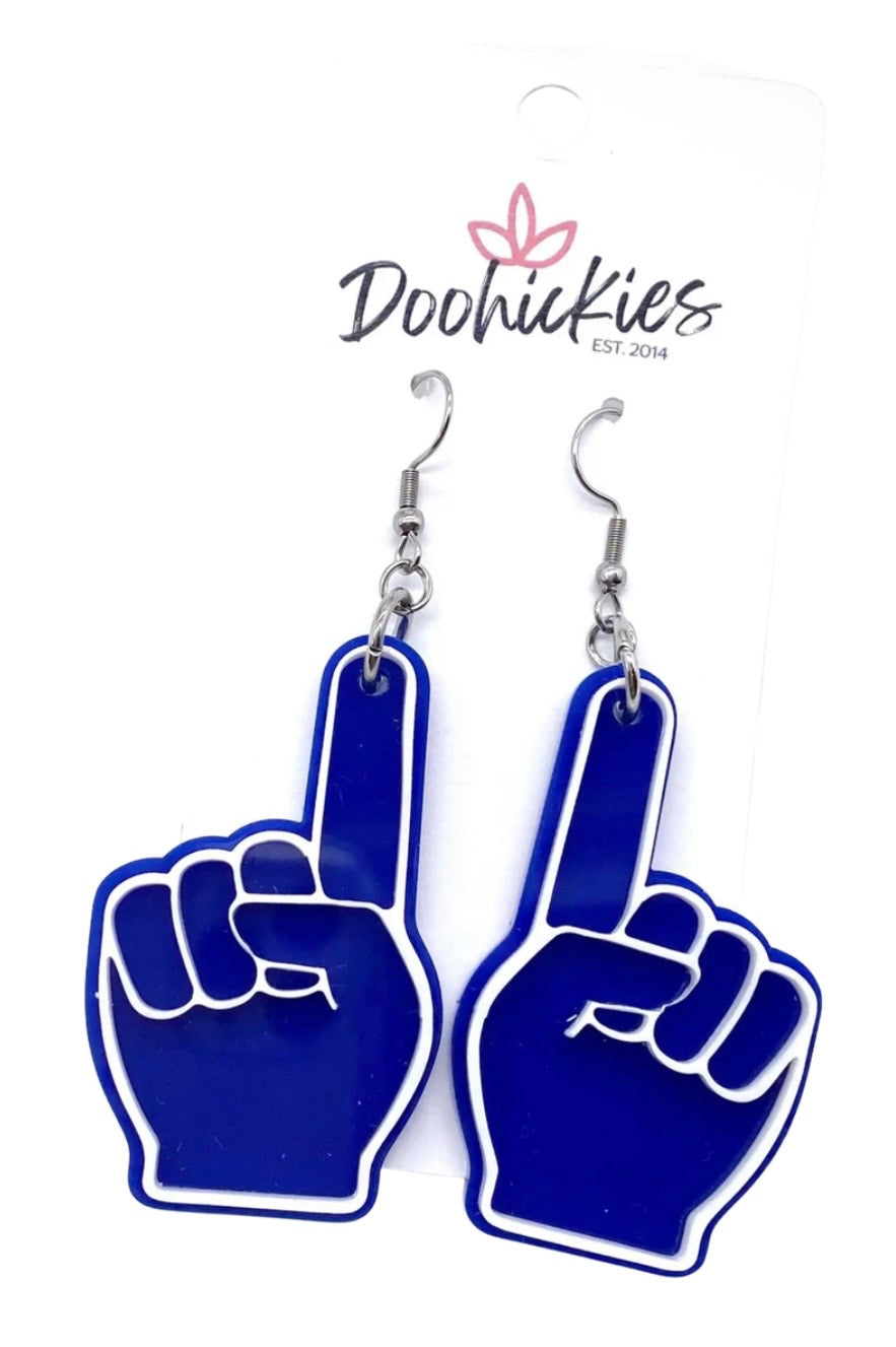 Foam Finger Spirit Earrings 2.25"