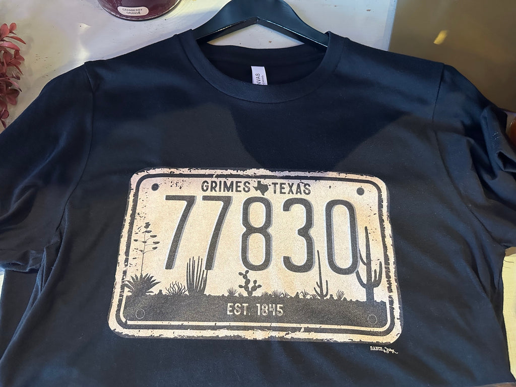 License Plate Zip Code Tee 77830
