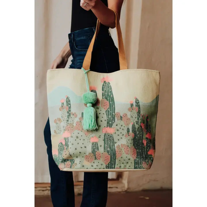 Ivory Cactus Landscape Tote