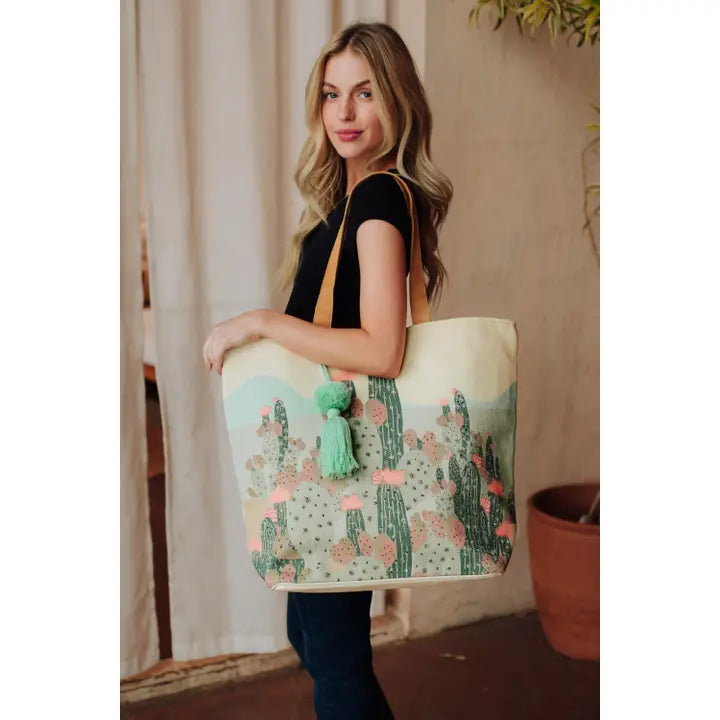 Ivory Cactus Landscape Tote
