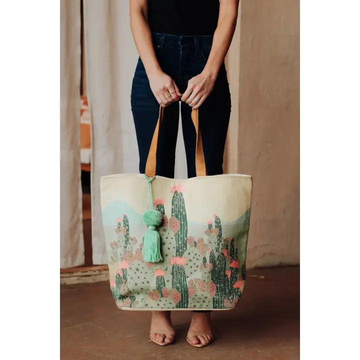 Ivory Cactus Landscape Tote