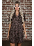 Leopard Collared V-Neck Mini Dress