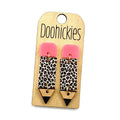 Leopard Lil' Pencil Acrylic Dangles 2"