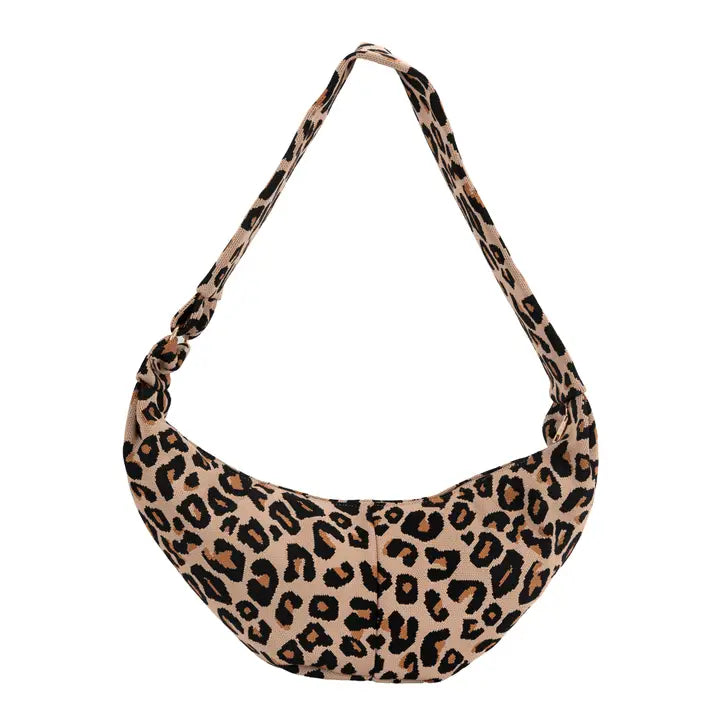 Leopard Knit Slouchy Crossbody Sling