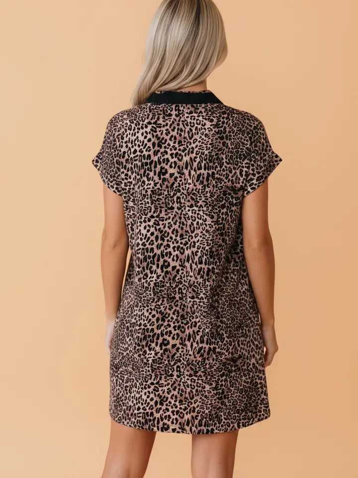 Leopard Short Sleeve Mini Dress
