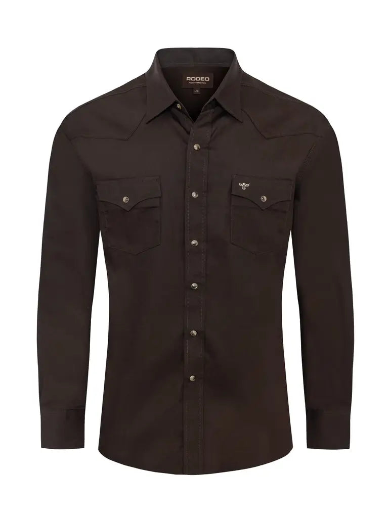 Men's Long Sleeve Pearl Snap Brown 108 M