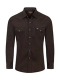 Men's Long Sleeve Pearl Snap Brown 108 XXL