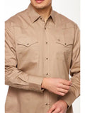 Men's Western Solid Twill Long Sleeve Pearl Snap