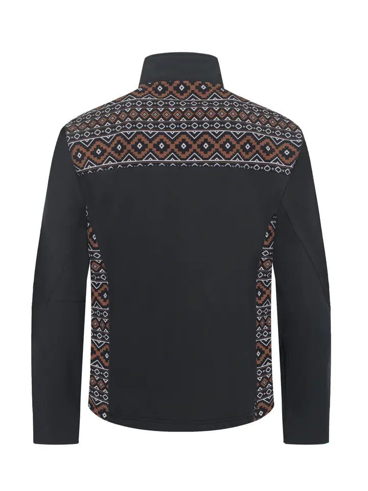 Men's Western Aztec Waterproof Jacket Black/Brown