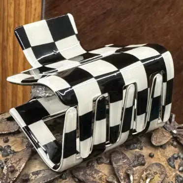 Mini Checked Funky Black Clip