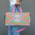 Mint Pink & Orange Aztec Duffel