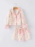 Pink Pumpkin Floral Print Pajama Set