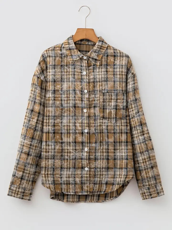 Plaid Long Sleeve Button Down Shirt