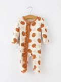 Pumpkin Ruffle Zip Sleeper Waffle Jumpsuit