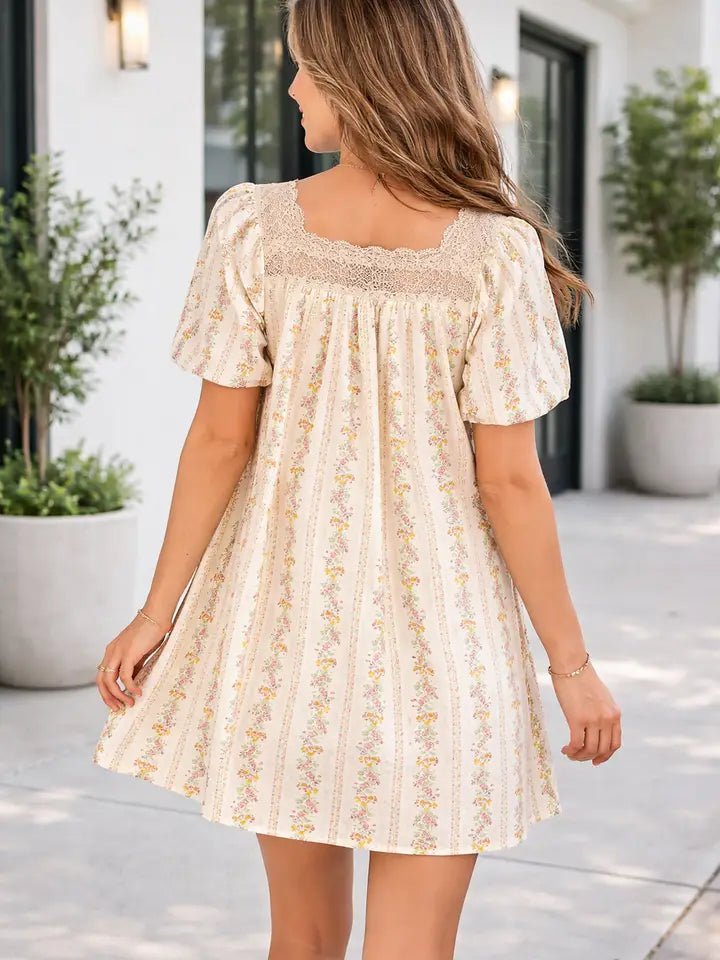 Rosalina Trim Square Mini Dress