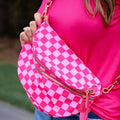 Running Errands Bum Bag Pink Checkered