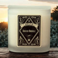 Silver Buckle Frosted Oval Glass 9oz Soy Candle