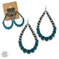 Silver & Rhinestone Teardrop Earrings Turquoise