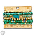 Green Six Strand Variety Bead & Druzy Charm Bracelet
