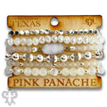 Silver Six Strand Variety Bead & Druzy Charm Bracelet