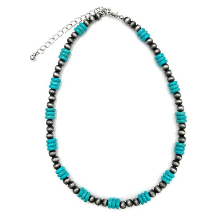 Southwestern Beads Turquoise Stone Collar Necklace